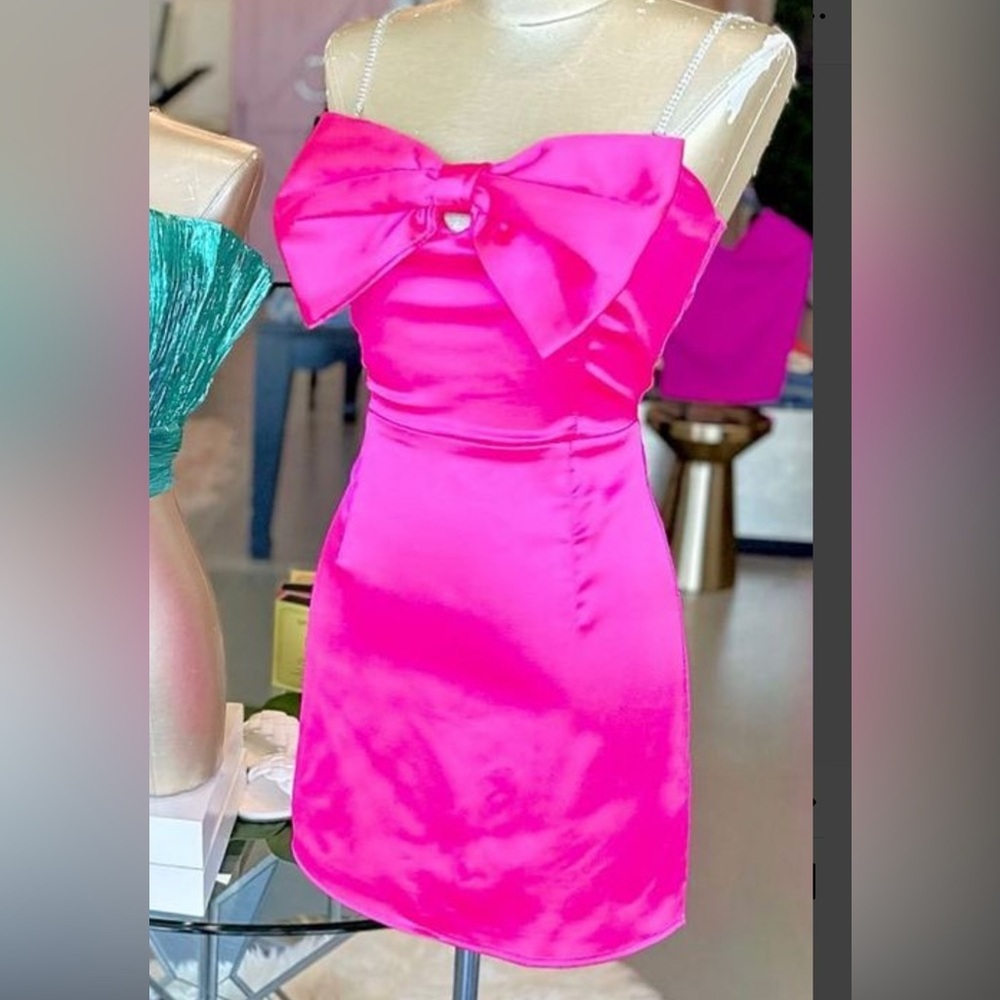 Hot Neon Barbie Pink Girly Bow Dress